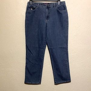 Gloria Vanderbilt Jeans 14 Short Blue Stretch Mid Rise Straight Cotton LOGO